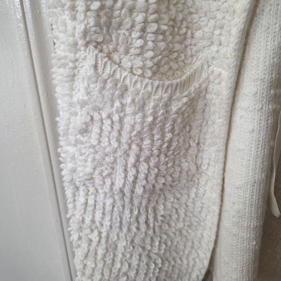 POL Open Front Cardigan Vest Sweater Ivory Chunky Tie Front Boho Size Medium - Picture 2 of 7